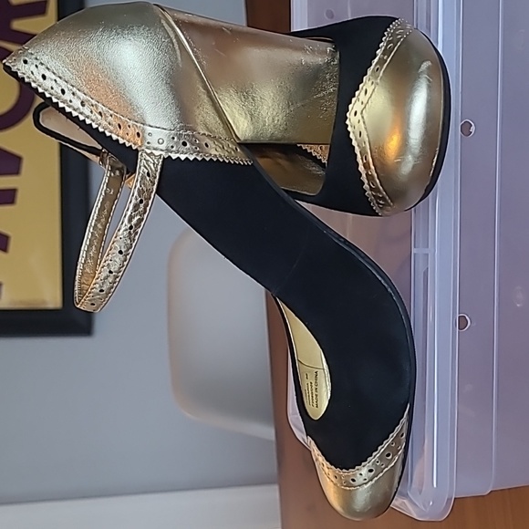 Coach shoes Rosario spectator size 8 Black suede and Gold - Picture 4 of 5